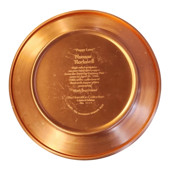 Norman Rockwell Puppy Love Copper Plate 1979 Hamilton Vintage Americana Art - Picture 3 of 4